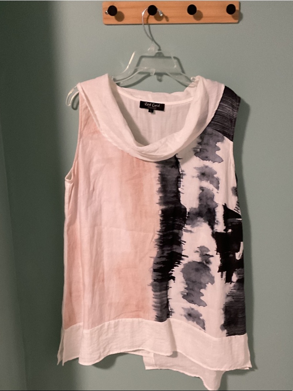 Women's Sleeveless Printed Cowl Neck Top - Blush & Black